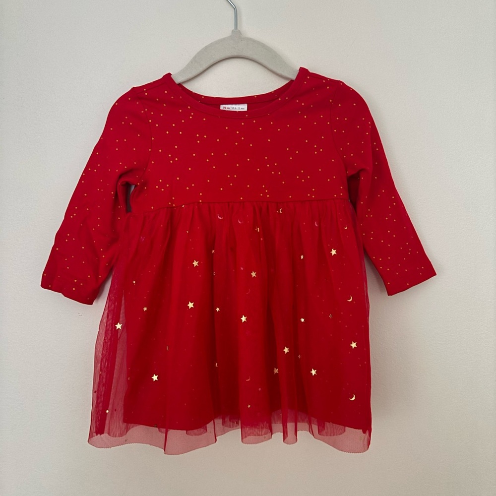 Hanna Andersson Red Dress with Gold Star Accents